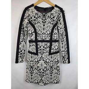 Gianni Bini Black and Cream Long Sleeve Dress